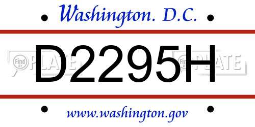 D2295H District Of Columbia License Plate