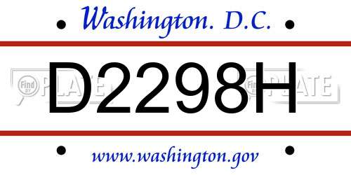 D2298H District Of Columbia License Plate