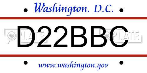 D22BBC District Of Columbia License Plate