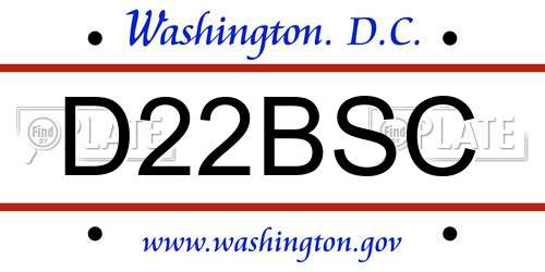 D22BSC District Of Columbia License Plate