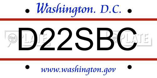 D22SBC District Of Columbia License Plate