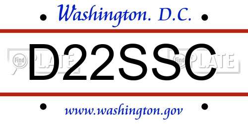 D22SSC District Of Columbia License Plate