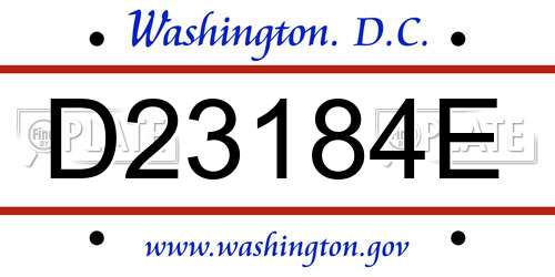 D23184E District Of Columbia License Plate