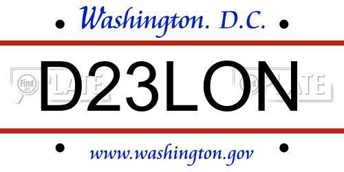 D23LON District Of Columbia License Plate