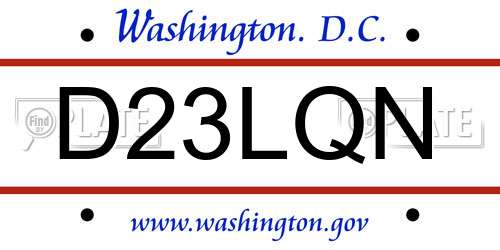 D23LQN District Of Columbia License Plate