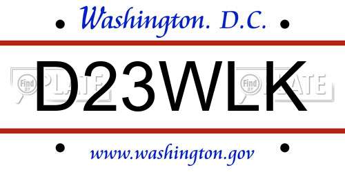 D23WLK District Of Columbia License Plate