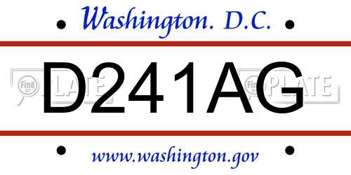 D241AG District Of Columbia License Plate