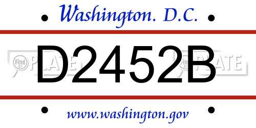 D2452B District Of Columbia License Plate
