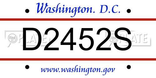 D2452S District Of Columbia License Plate