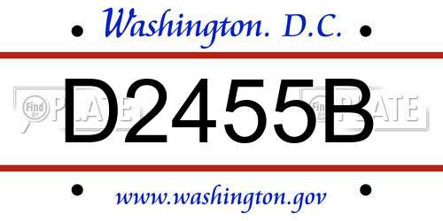 D2455B District Of Columbia License Plate