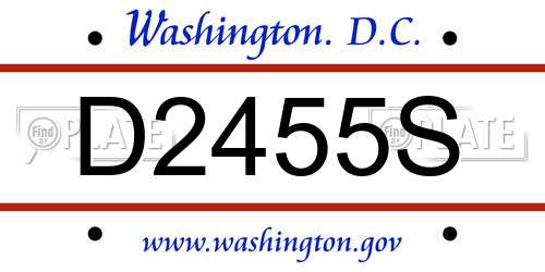 D2455S District Of Columbia License Plate