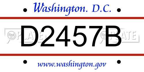 D2457B District Of Columbia License Plate