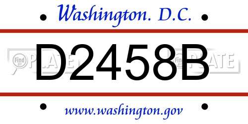 D2458B District Of Columbia License Plate