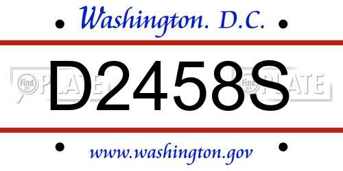 D2458S District Of Columbia License Plate