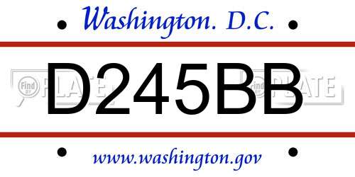 D245BB District Of Columbia License Plate