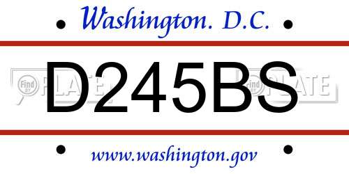 D245BS District Of Columbia License Plate