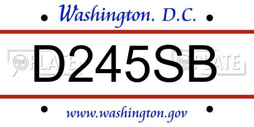 D245SB District Of Columbia License Plate