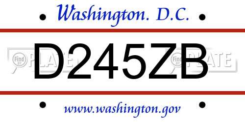 D245ZB District Of Columbia License Plate