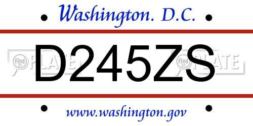 D245ZS District Of Columbia License Plate