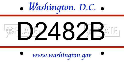 D2482B District Of Columbia License Plate