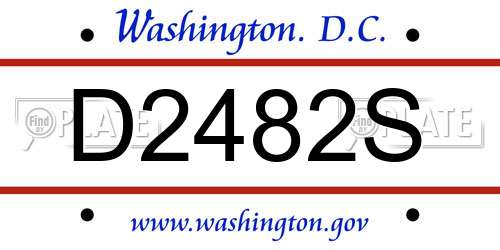 D2482S District Of Columbia License Plate