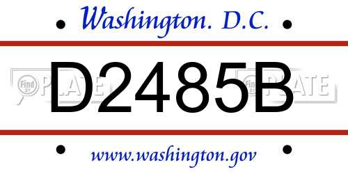 D2485B District Of Columbia License Plate