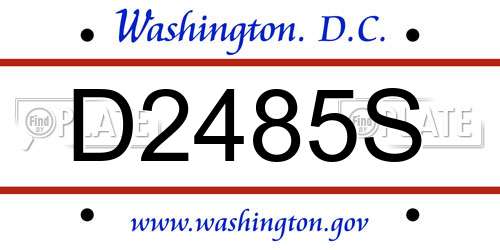 D2485S District Of Columbia License Plate