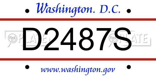 D2487S District Of Columbia License Plate