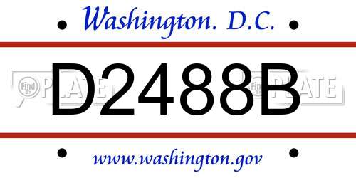 D2488B District Of Columbia License Plate