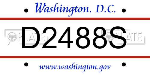 D2488S District Of Columbia License Plate