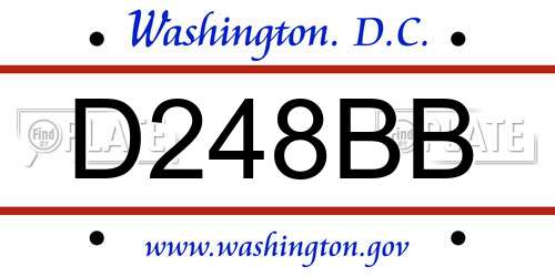 D248BB District Of Columbia License Plate