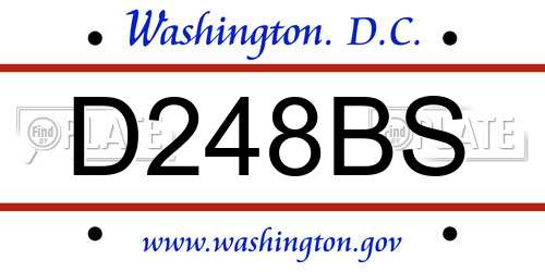 D248BS District Of Columbia License Plate