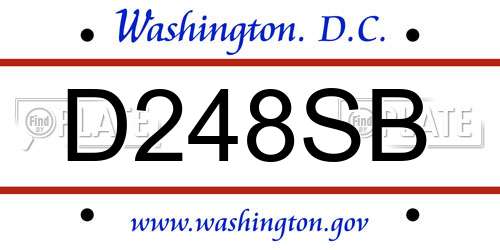 D248SB District Of Columbia License Plate