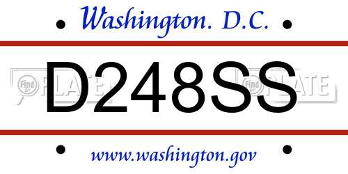 D248SS District Of Columbia License Plate