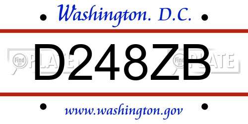 D248ZB District Of Columbia License Plate