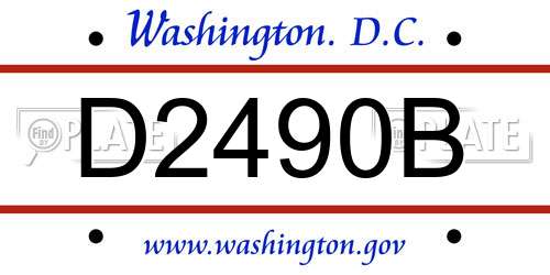 D2490B District Of Columbia License Plate