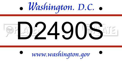 D2490S District Of Columbia License Plate