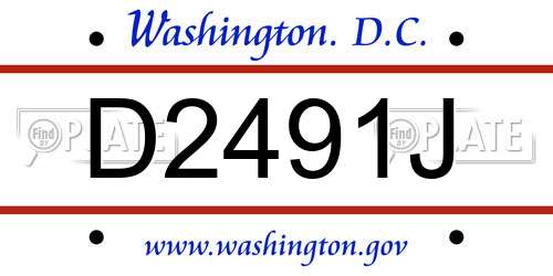 D2491J District Of Columbia License Plate