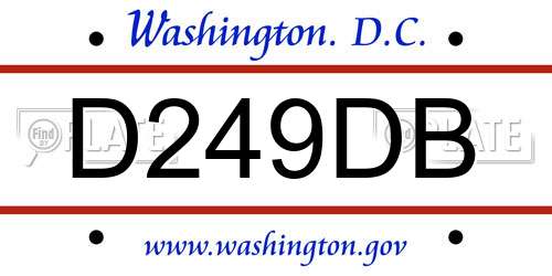 D249DB District Of Columbia License Plate