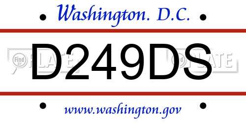 D249DS District Of Columbia License Plate