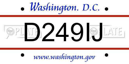D249IJ District Of Columbia License Plate