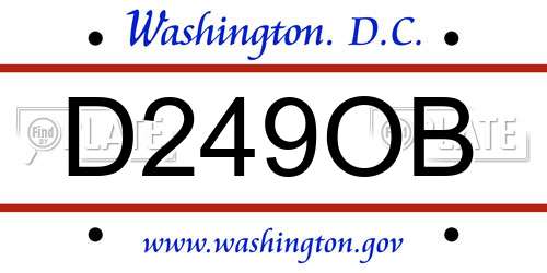D249OB District Of Columbia License Plate