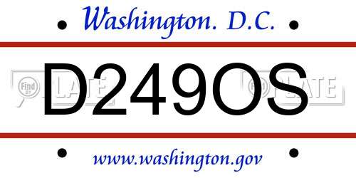 D249OS District Of Columbia License Plate