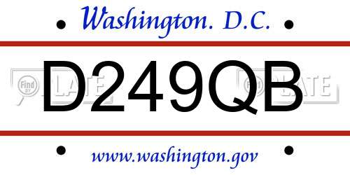 D249QB District Of Columbia License Plate