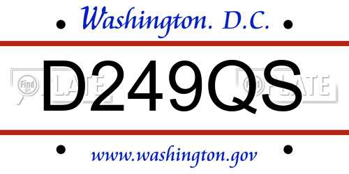 D249QS District Of Columbia License Plate