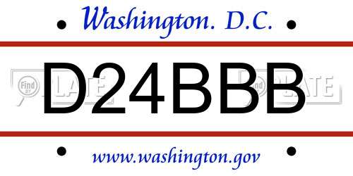 D24BBB District Of Columbia License Plate