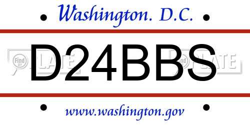 D24BBS District Of Columbia License Plate
