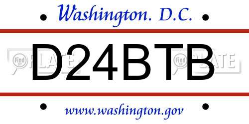 D24BTB District Of Columbia License Plate