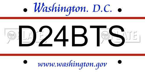 D24BTS District Of Columbia License Plate