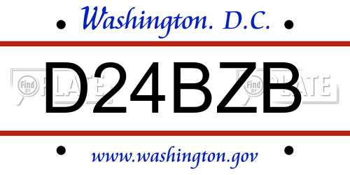 D24BZB District Of Columbia License Plate
